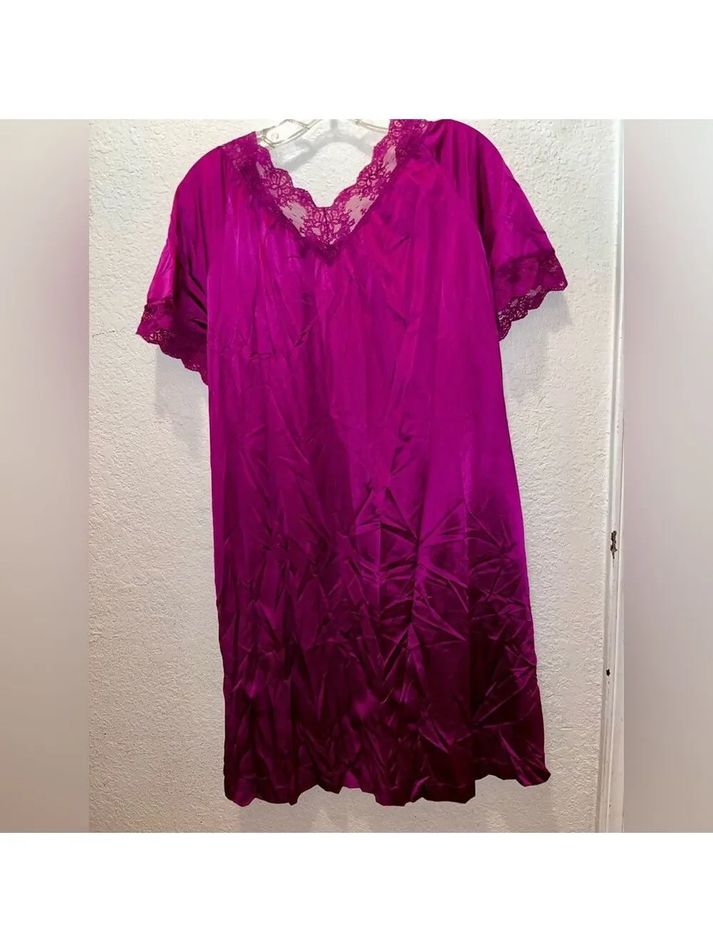 Vintage Purple Lace Nightgown Modest Romantic - Picture 3 of 4